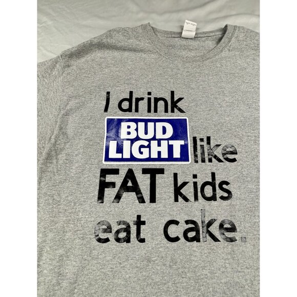 T Shirt I Drink Light Like Fat Kids Eat Cake Gildan Ultra Cotton XL Gray - Picture 2 of 7